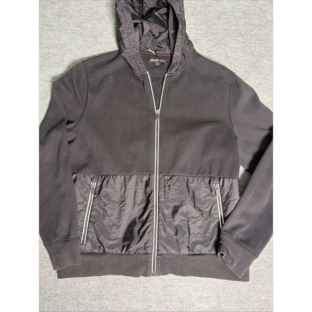 Michael Kors Tech Hoodie Jacket Women's Black Full Zip - Size XL